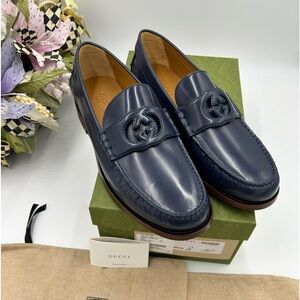 Men’s Gucci interlocking GG leather loafers size 12 made in Italy cobbler soles